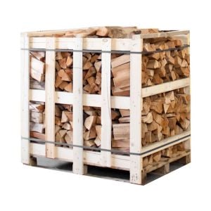 Halve pallet ovengedroogd beuken haardhout zonder schors - Vooraanzicht