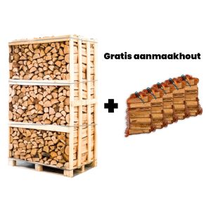 Hele pallet eikenhout + gratis 5 zakken aanmaakhout