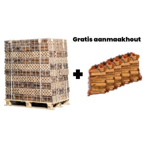 Hele pallet houtbriketten + gratis 5 zakken aanmaakhout 