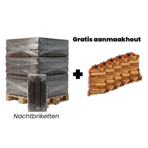 Hele pallet nachtbriketten + gratis 5 zakken aanmaakhout