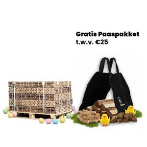 Halve pallet houtbriketten naar keuze + gratis Paaspakket t.w.v. €25