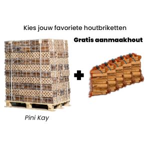Hele pallet houtbriketten + gratis 5 zakken aanmaakhout 