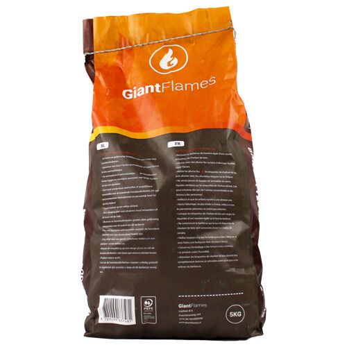 Giant Flames BBQ houtskool briketten zak 5kg, foto 4 van 5