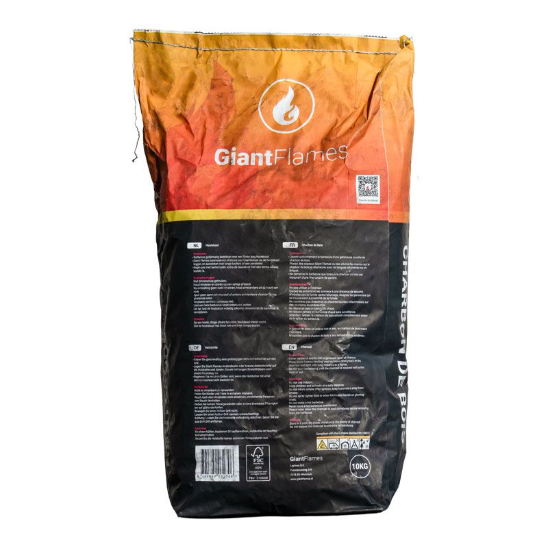 Giant Flames houtskool zak 10kg, foto 4 van 5