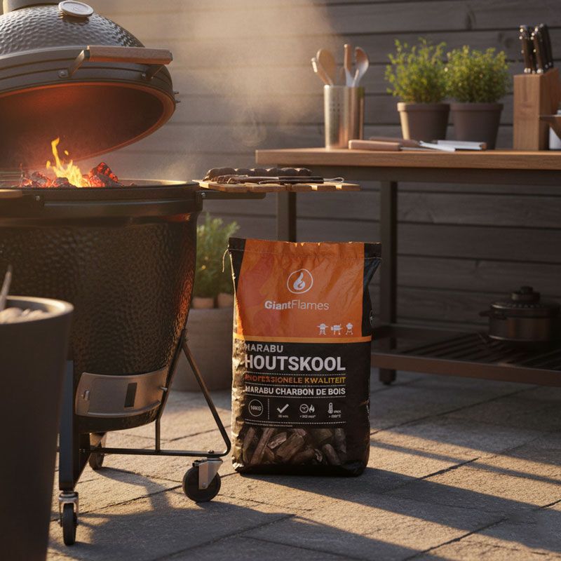 Giant Flames Marabu houtskool zak 10kg, foto 2 van 6