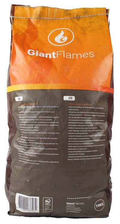 Giant Flames BBQ houtskool briketten zak 10kg, foto 4 van 5