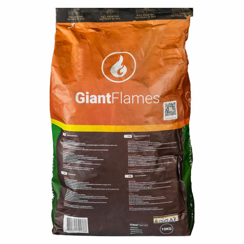 Giant Flames kokosbriketten zak 10kg, foto 4 van 5