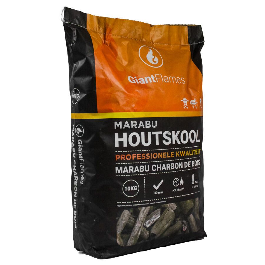 Giant Flames Marabu houtskool zak 10kg, foto 6 van 6