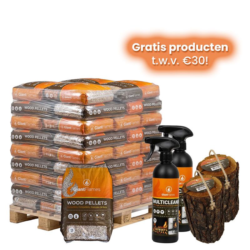Hele pallet houtpellets naar keuze + gratis pakket t.w.v. €30