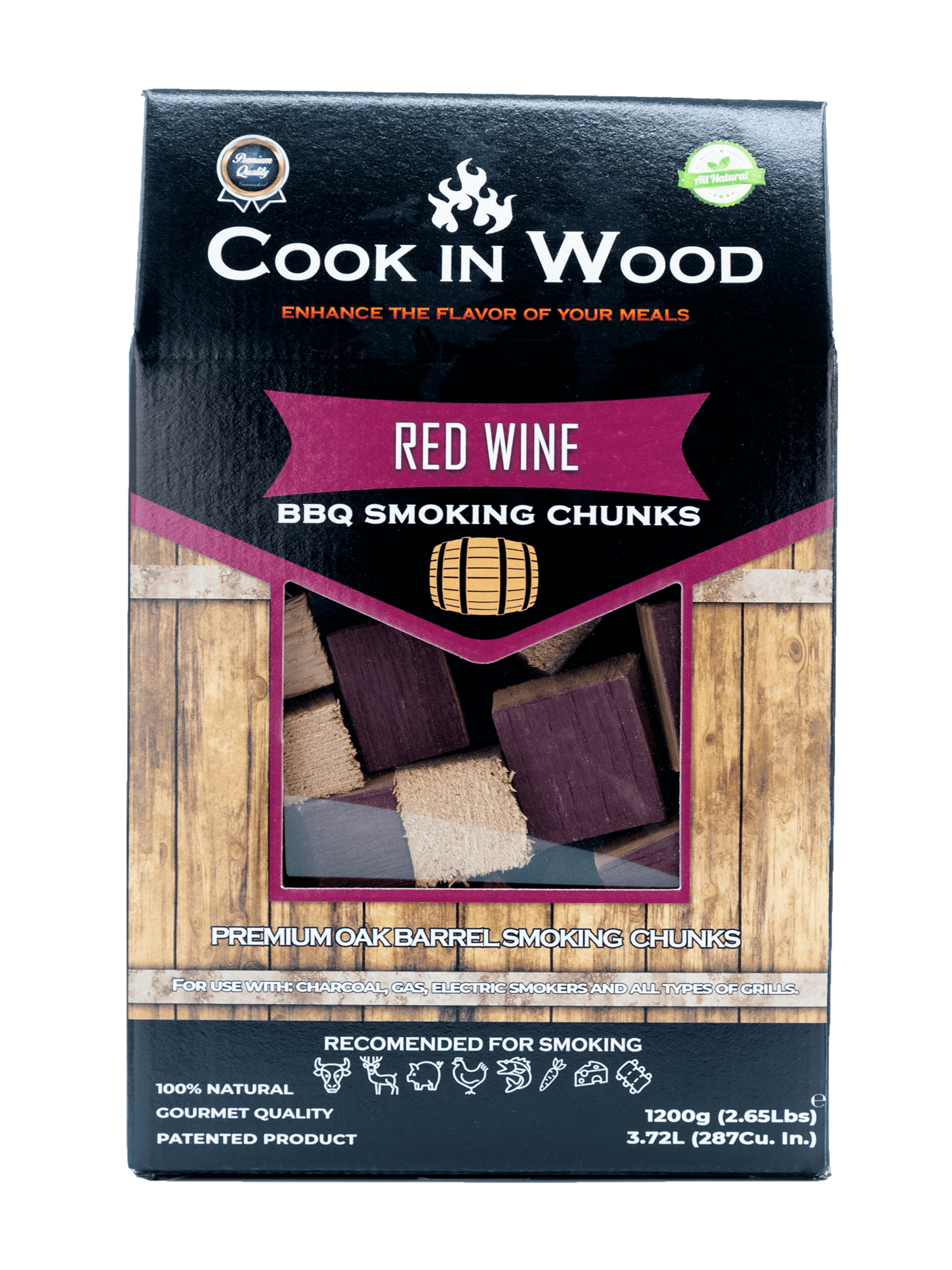 Cook in Wood BBQ oak barrel wood chunks red wine