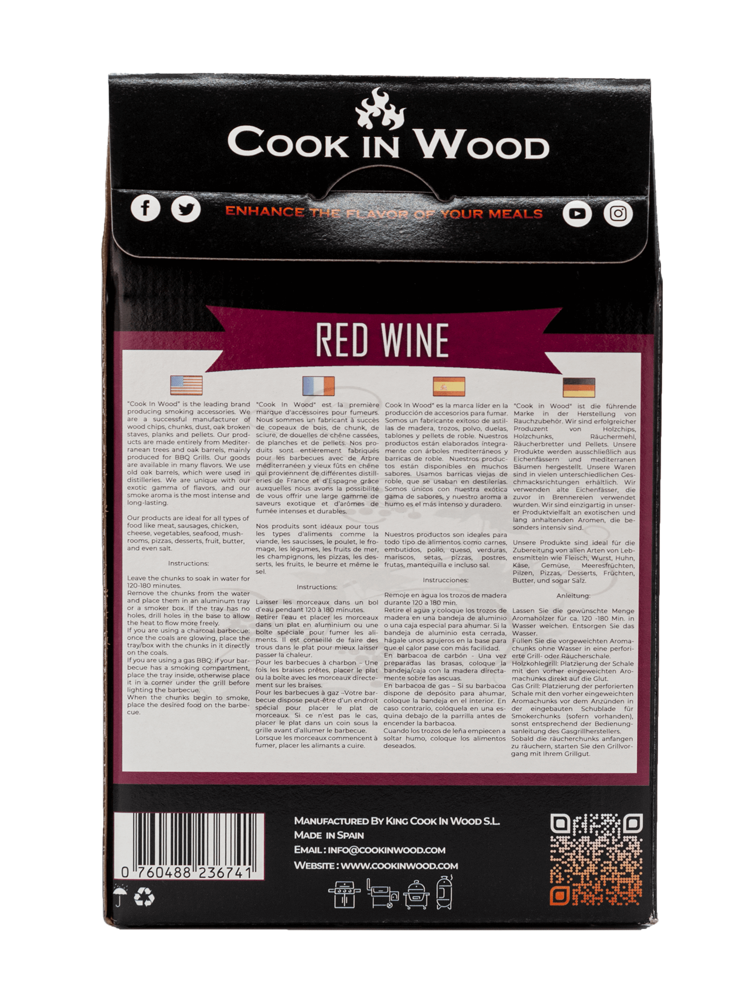 Cook in Wood BBQ oak barrel wood chunks red wine, foto 3 van 3
