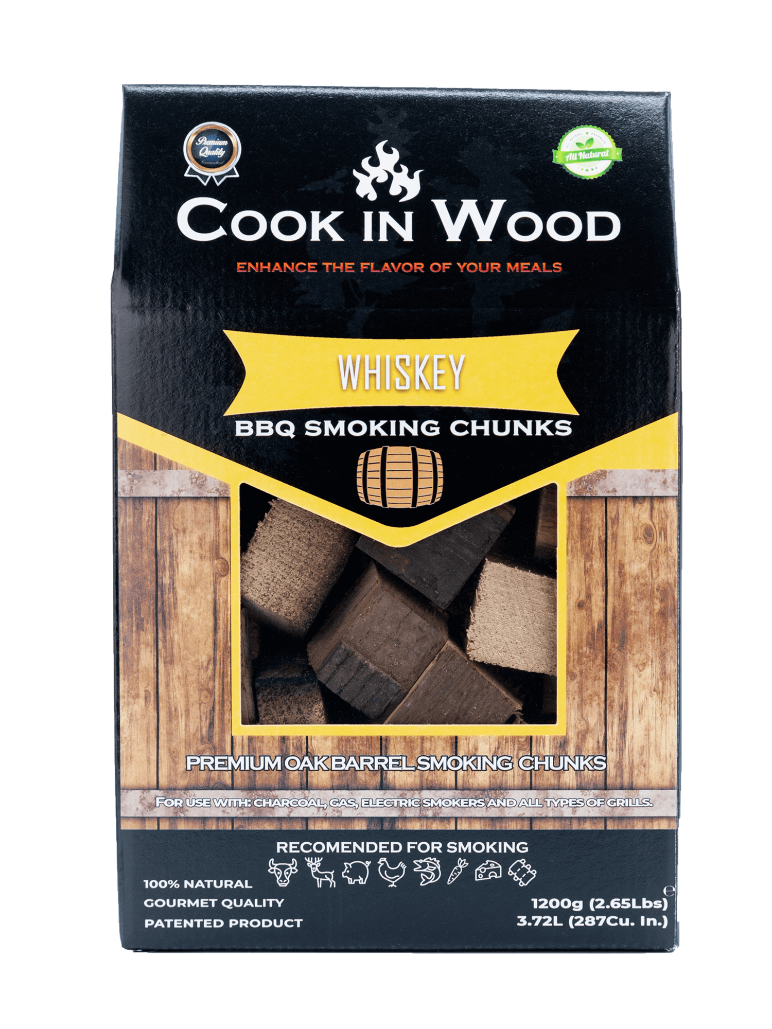 Cook in Wood BBQ oak barrel wood chunks whisky