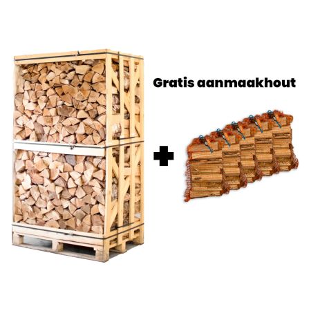 Hele pallet haardhout + gratis 5 zakken aanmaakhout main product photo