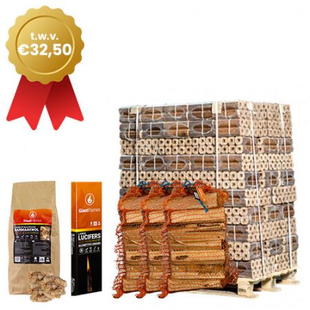 Pallet houtbriketten naar keuze + gratis aanmaakpakket t.w.v. €32,50 main product photo