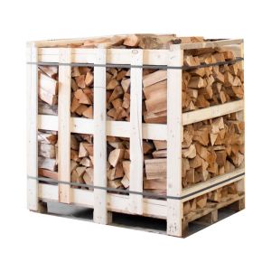 Halve pallet ovengedroogd beuken haardhout zonder schors - Vooraanzicht