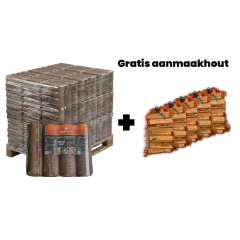 Hele pallet Giant Flames houtbriketten + gratis 5 zakken aanmaakhout - Gratis product