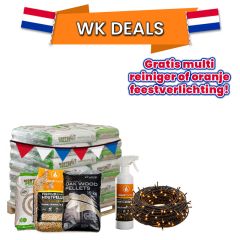 Halve pallet houtpellets naar keuze + multi-reiniger of oranje feestverlichting