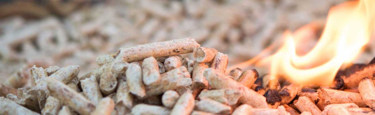 Witte pellets in pelletkachel Openhaardhout Gigant